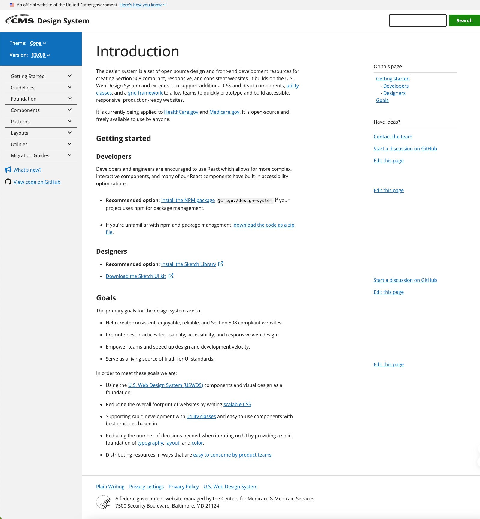 CMS Design System screen CMS Design System screen